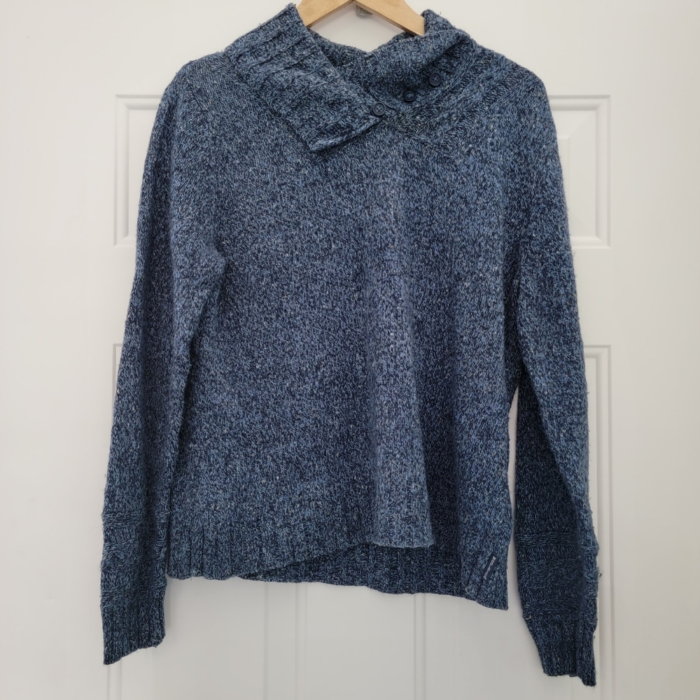 Women's Woolrich Denim Heather Blue Sweater Size Large Ramie/Wool Blend